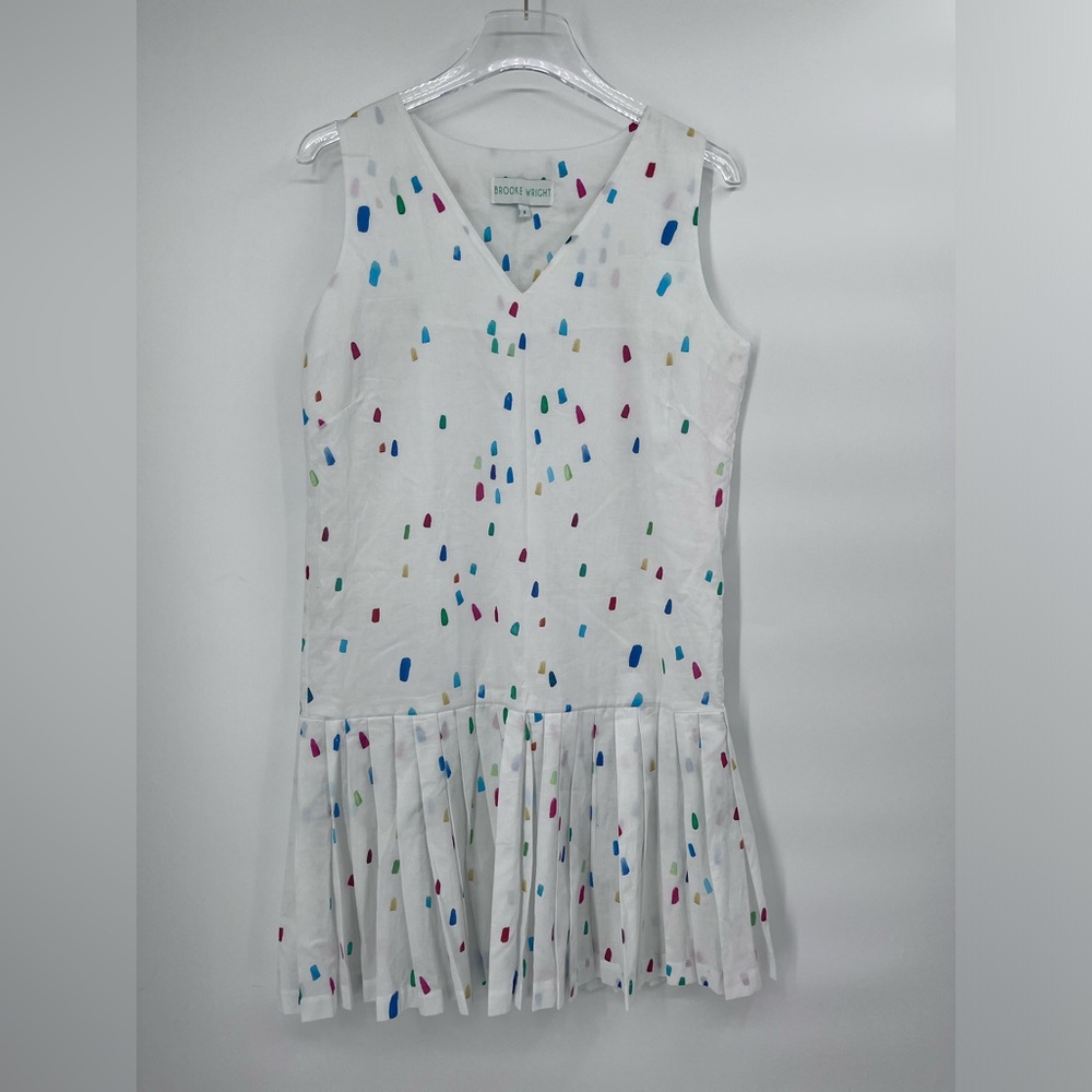 Brooke Wright white‎ sleeveless confetti dress size medium